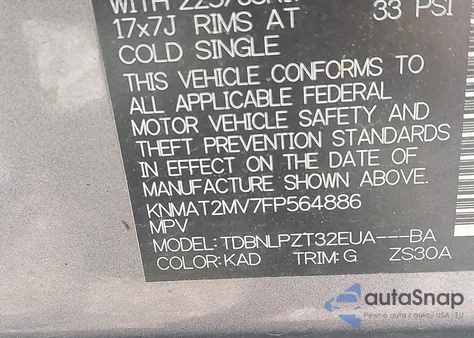 2015 Nissan Rogue S from USA, damaged, VIN KNMAT2MV7FP564886